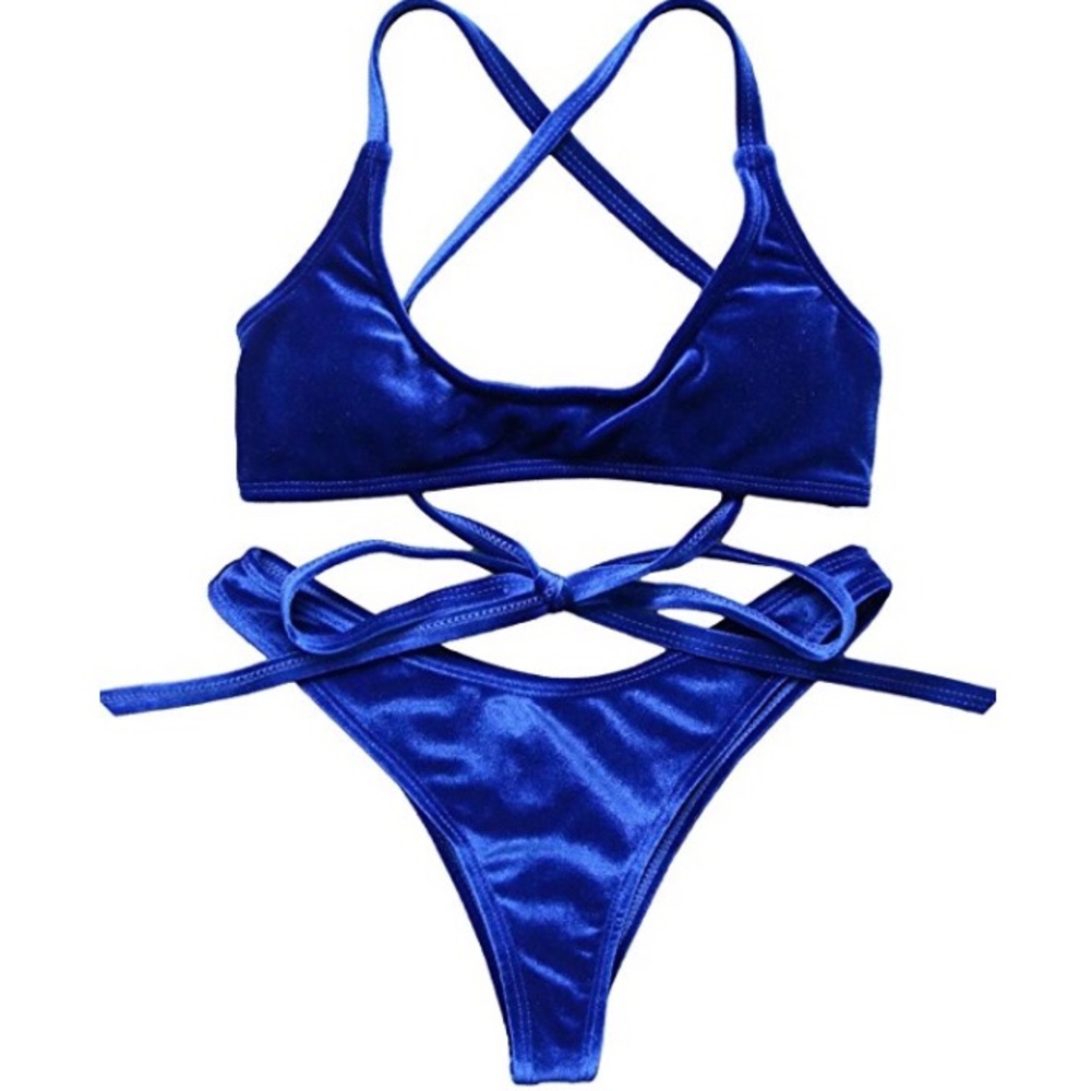 navy velvet bikini